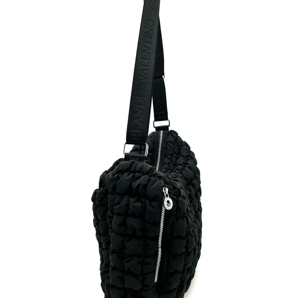 Valentino Orlandi Black Ruched Puff Quilted Shoulder Bag NWT Silver Hardware ✨🖤